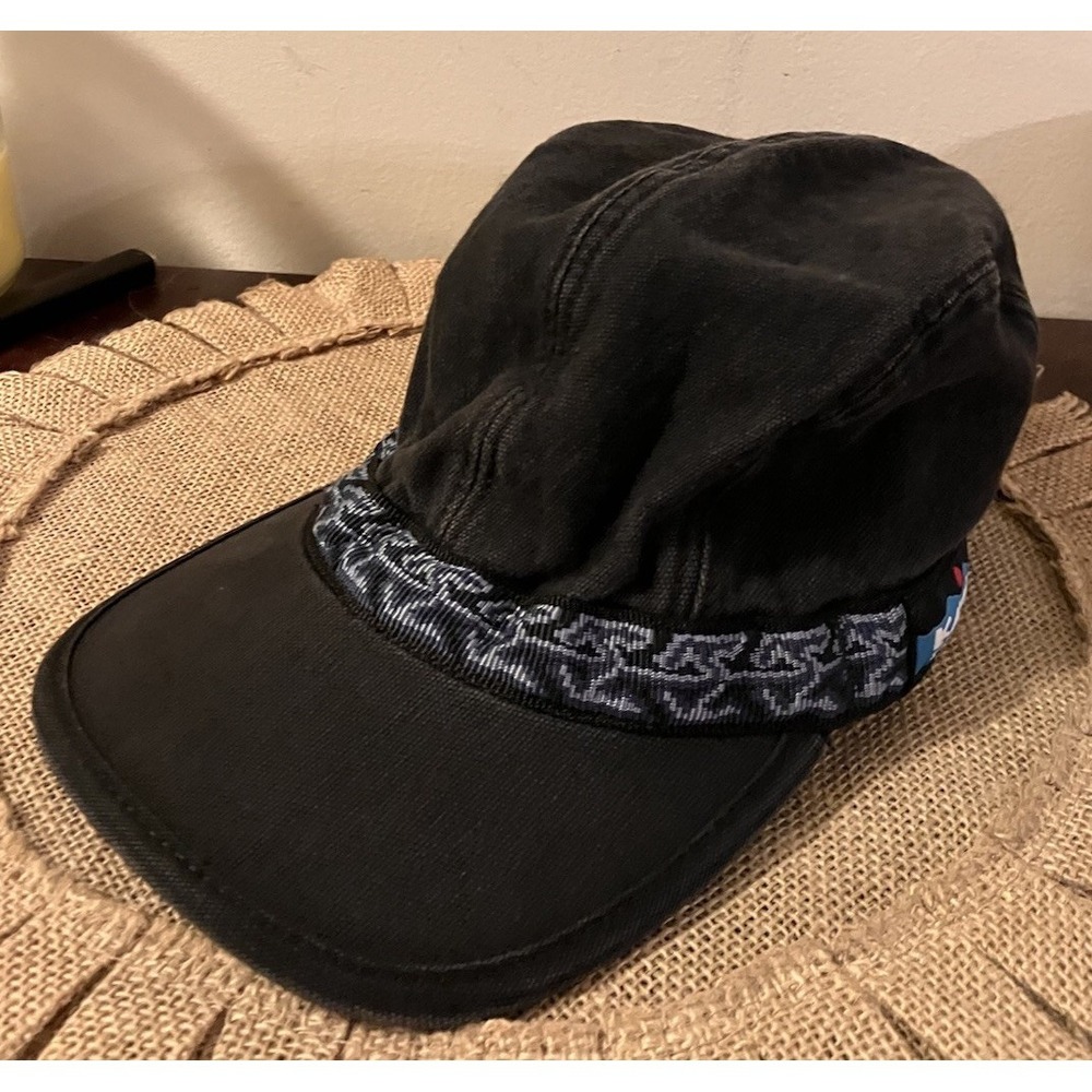 Vintage KAVU Camp Hat 100% Cotton Sz L 90s Outdoor Cap Made In USA Black Adj